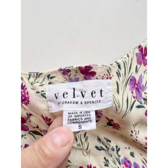 VELVET GRAHAM & SPENCER Yellow Floral Challis Draped Surplice Blouse, Size S - Picture 8 of 10